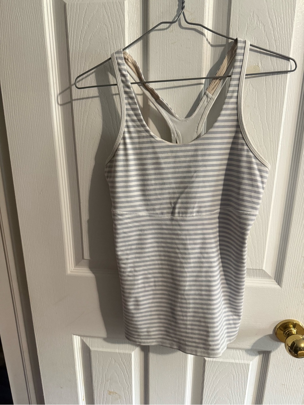 lululemon athletica Striped Racerback Tank in Light Gray and White
